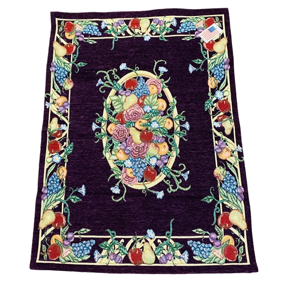 Waldorf Frutas Uvas Peras Manzanas Ciruelas Florales Tapiz Colgante de Pared Foto 1 de 1