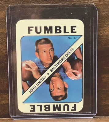 Johnny Unitas Baltimore Colts 1971 Topps #37 of 52 Fumble football card VG cond - Image 1 of 2