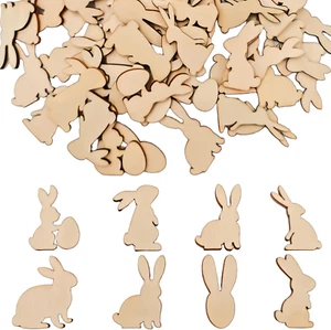 100 Stück Holz Hasen Streudeko, DIY Häschen Konfetti Streudeko, Ostern Tischdeko - Bild 1 von 7