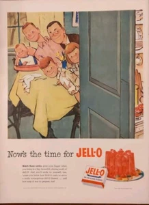 Anuncio impreso gelatina 1952 vintage, esperando a la madre con la comida dibujos animados  - Imagen 1 de 1