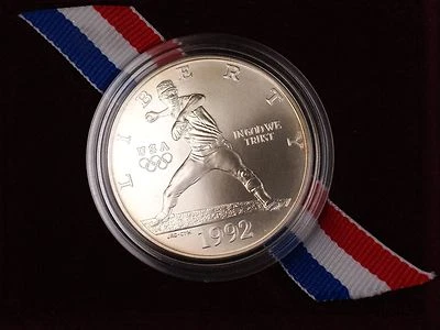 1992 Olympic Commem UNC Silver $1 Coin in Original Government Packaging - Image 1 of 4