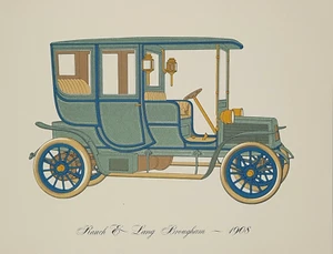 Rauch and Lang Brougham 1908 Lithograph Clarence P. Hornung Antique Automobile - Picture 1 of 1