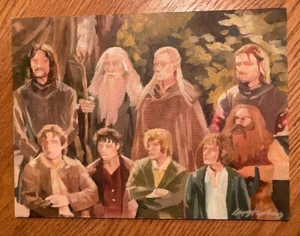 2015 LORD OF THE RINGS FELLOWSHIP PAINTING ON BOARD BY ARTIST L M STEPHENS COA ! - Picture 1 of 3