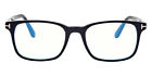 Tom Ford FT5831-B Eyeglasses Shiny Black/T Logo Blue Block 53 New 100% Authentic
