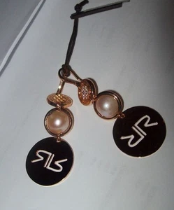 Rebecca SHIBUYA Glam Rose Gold Pearl Earrings BPEOPR05 $295 NWT - Picture 1 of 3