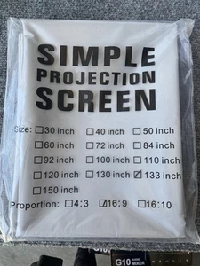 NEW Simple Projector Screen 133 Inch Proportion 16:9 Grey Screen - Picture 1 of 1