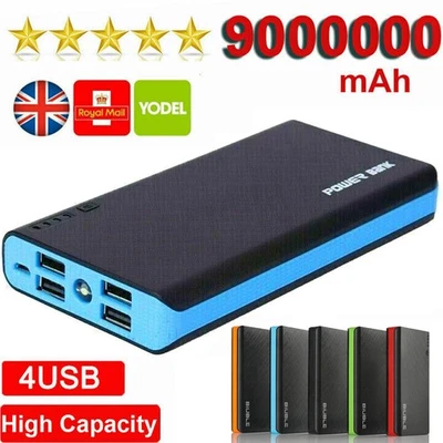 BIUBLE 9000000mAh Powerbank Externer Batterie Ladegerät ZusatzAkku 4 USB Für Alle Handy