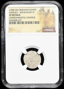 Kreuzritter, Antiochia. Bohemond IV, 1202-1232 n. Chr. Silber Denier, NGC sehr schöne Details - Bild 1 von 2