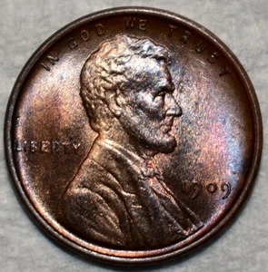 Brilliant Uncirculated 1909-P Lincoln Cent, Beautifully Toned specimen. - Picture 1 of 2