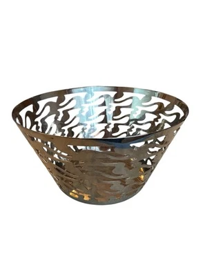 Frutero redondo étnico 18/10 de acero inoxidable vintage Alessi Italia 2000 S. Giovannoni Foto 1 de 4