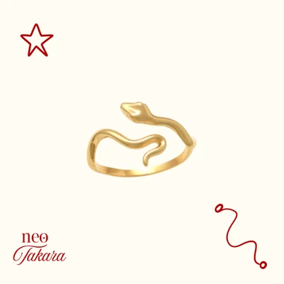 9ct Yellow Gold Snake Wrap Adjustable Open Band Ring Minimalist Style - Size K - Image 1 of 3