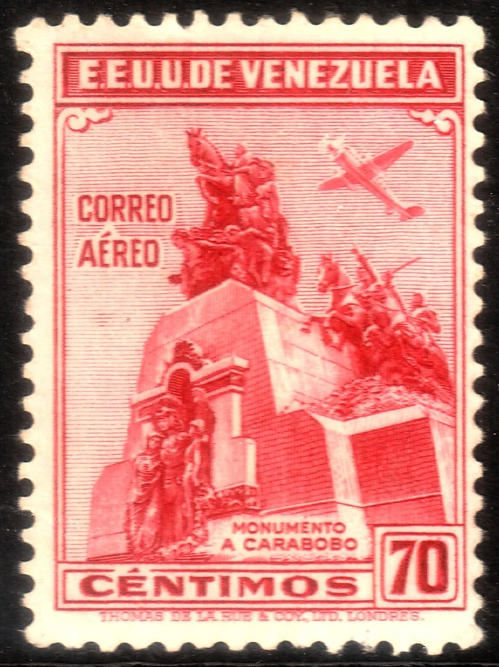 ✔️ VENEZUELA 1938 - MONUMENTOS CARABOBO - VALOR CLAVE - CORREO AÉREO - SC. C131 MH * Foto 1 de 1
