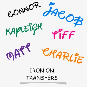 Personalised Iron On Names Custom Text Iron On Fabric Transfers - Picture 1 of 7