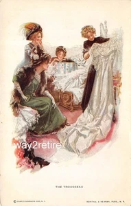 Postcard OCP Artist Harrison Fisher "The Trousseau" The Wedding Dress 1907 - Picture 1 of 2
