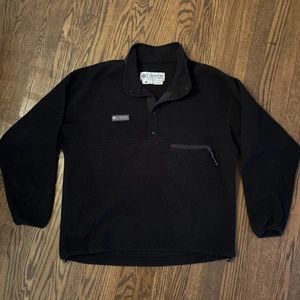 Vintage 90s Columbia Snap-T Fleece Pullover - Black - Men's L - Made in USA - Picture 1 of 9