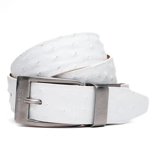 NUEVO Cinturón Marco Milano Para Hombres Cuero de Avestruz Genuino Moda Exótica Blanco EE. UU. - Imagen 1 de 4