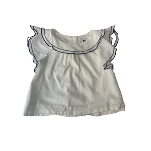 Janie & Jack Girls' White Flutter Sleeve Embroidered Top Baby Size 6-12 Months - Picture 1 of 5