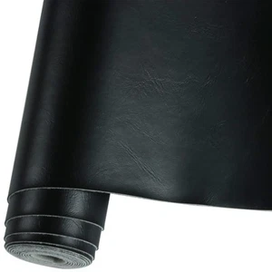 Smooth Solid Color Black Faux Leather Roll 12"X53"(30cmX135cm), Material for ... - Picture 1 of 7