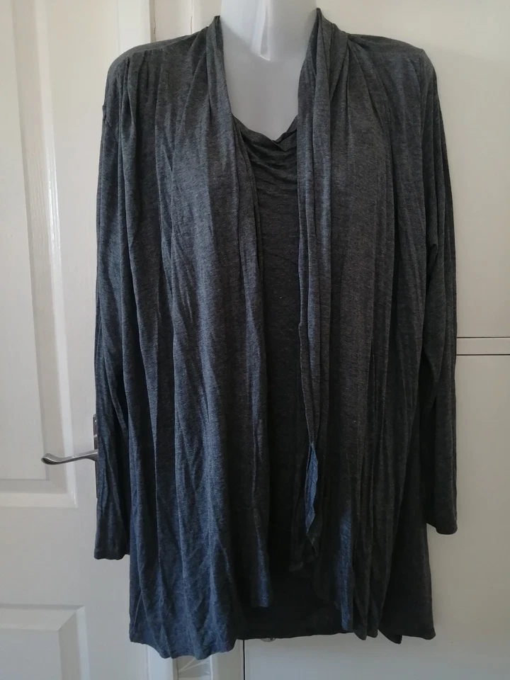 Lovely Ladies Grey Top/mock Cardigan Top by Wallis Size L BNWT  - Image 1 of 1