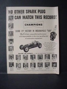 1951 Indianapolis 500 Race Winner Champion Spark Plugs Vintage Print Ad 11114 - Picture 1 of 1