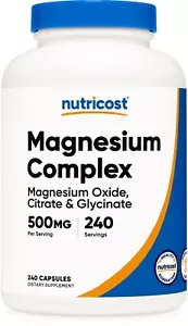 Nutricost Magnesium Complex 500 mg, 240 Kapseln - glutenfrei und gentechnikfrei - Bild 1 von 5