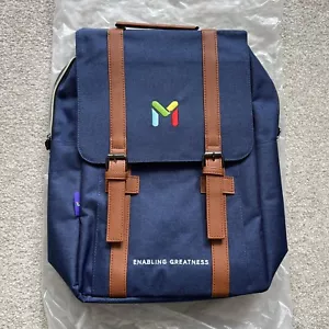 CCM Backpack laptop bag blue Jean/brown Leather Enabling Greatness (free Post) - Picture 1 of 9