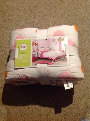 Nuevo juego de edredón de 3 piezas Circo Pink Flower Dot Collection.  Completo/Reina Foto 1 de 4