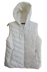 Ralph Lauren Women Hooded Insulated Puffer Vest Cream Embroidered Logo SZ XL NWT - Picture 1 of 12