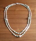 Halskette / Perlenkette mit trkisfarbenen Perlen 84-94 cm lang