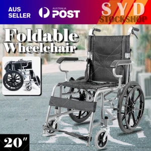 Black Foldable Wheelchair 20" Elderly and Disabled Lightweight Soft Mobility Aid - Picture 1 of 12