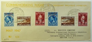 1947 FDC Belgium Centenary Philatelic Exhibition Airmail Cover Brussels to NYC - Picture 1 of 2