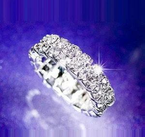Wholesale 12pcs 2 Rows Stretchy Crystal Rhinestone Elastic Jewelry Rings - Imagen 1 de 4
