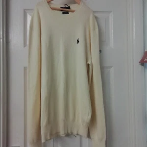 Polo Ralph Lauren Sweater Mens Small Yellow Small Pony Crewneck Cotton H14 - Picture 1 of 6