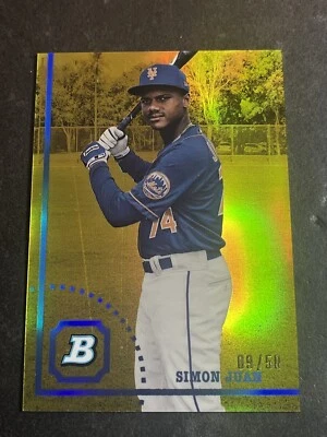 2022 Bowman Heritage Chrome Simon Juan #BHPC-57 Gold Refractor /50 - Image 1 of 4
