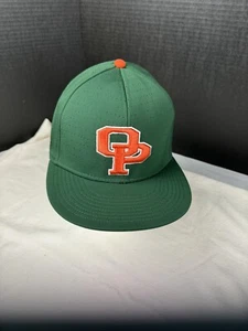 The Game Pro Hat Cap Fitted 7 1/4 Green Orange Outdoors Logo "OP" Raiders Mens - Picture 1 of 4