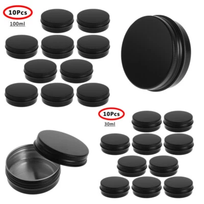 10/30Pcs Aluminum Jars Screw Top Round Metal Cans Containers Bulk Cosmetic Tin - Image 1 of 2