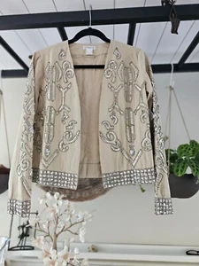 Venus Embelished Linen Jacket Size 2 - Picture 1 of 5