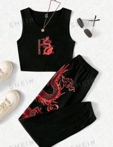 Womens Dragon Crop Tracksuit Set - Picture 1 of 2