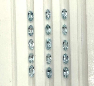 Lote 79 piezas de piedras preciosas sueltas aguamarina natural corte marquesa 2,50*5 mm 10 quilates Foto 1 de 4