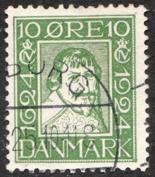 Dinamarca Dinamarca 1924 Sc #165 - 10 Minerales Rey Cristiano IV Aniversario Postal Cv$8 Foto 1 de 1