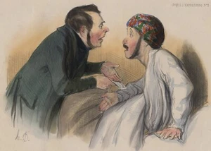 HONORÉ DAUMIER - "Visite d’un Créancier" - kol. Lithographie sur blanc 1838 - Picture 1 of 2