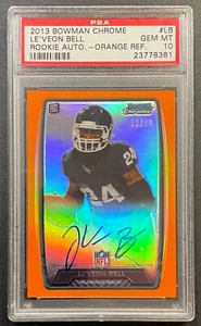 2013 Bowman Chrome Auto Orange Refractor 50/50 Le'Veon Bell #LB Rookie RC PSA 10 - Bild 1 von 2