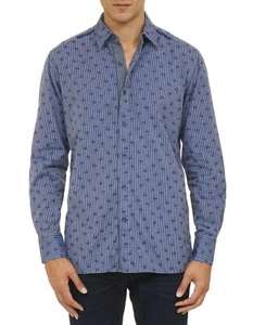 Robert Graham Men's 3XL L/S Dress Shirt Bossa Nova Blue Paisley Flip Cuff - Picture 1 of 10
