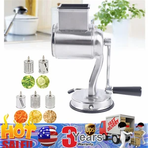 Rotary Cheese Grater Hand Crank Vegetable Food Chopper Shredders Stainless Steel - Picture 1 of 14