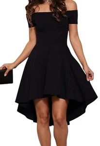 Sarin Mathews Off Shoulder Fit & Flare High Low Hem Minimalist Dress Womens L - Picture 1 of 7