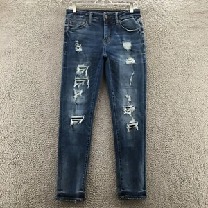 American Eagle Skinny Jeans Mens 30x30 (actual 31x29) Blue Denim Distressed Zip - Picture 1 of 23