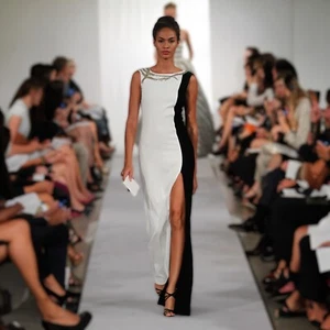 Oscar de la Renta Women 10 Spring 2013 Runway Gown Dress White Black FLAWS - Picture 1 of 22