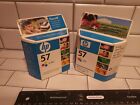 Hp 57 Tri-Color Inkjet Print Cartridge New Lot Of Two (2) Unopened, Expired, Fs!