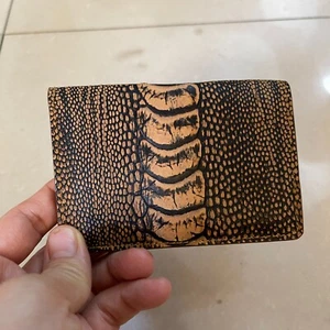 Brown OSTRICH GENUINE LEATHER SKIN CREDIT CARD HOLDER/ WALLET CARD/ CARD HOLDER - Picture 1 of 16