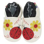 carozoo ladybug flower cream 5-6y soft sole leather kids girls shoes slippers